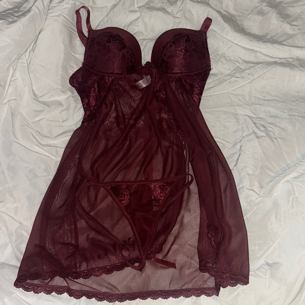 Red Lace Chemise with Sweetheart Neckline